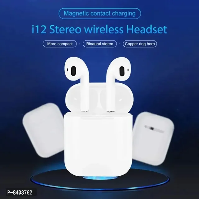 NEW TWS i12 Earburds Bluetooth Wireless Earbuds Bluetooth Headset (White, True Wireless)