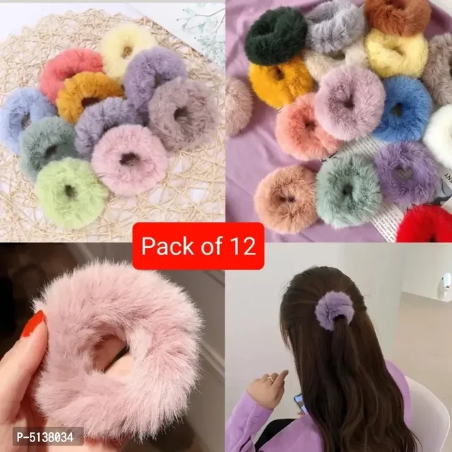 Pack of 12 Super Soft Fur Hair Rubber