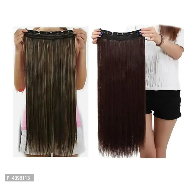 Pack Of 2, Straight Full Head Synthetic Fibre