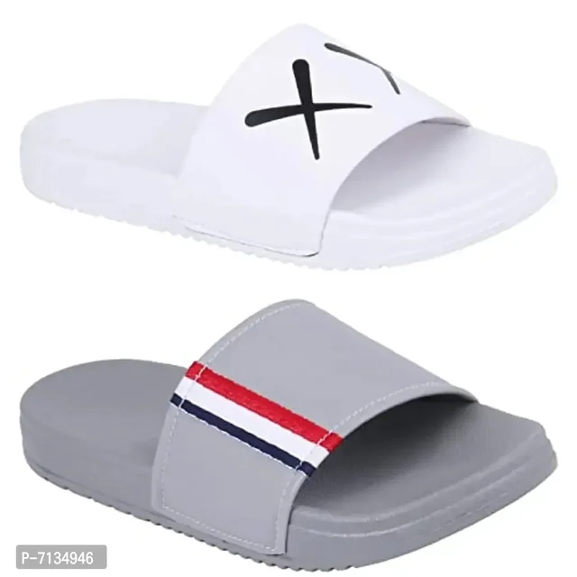 PERY-PAO Mens Combo Comfort Sliders Boys Flip-Flops