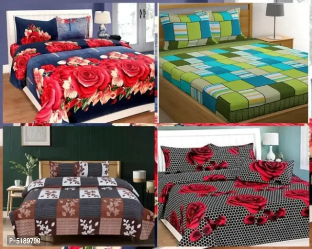 Polycotton Bedsheet Set Combo Pack Of 4