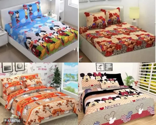 Polycotton Bedsheet Set Combo Pack Of 4