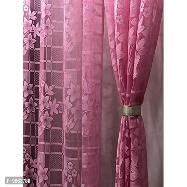 Soulful Creations Crystal Sheer Polyester Net Check and Floral Transpa