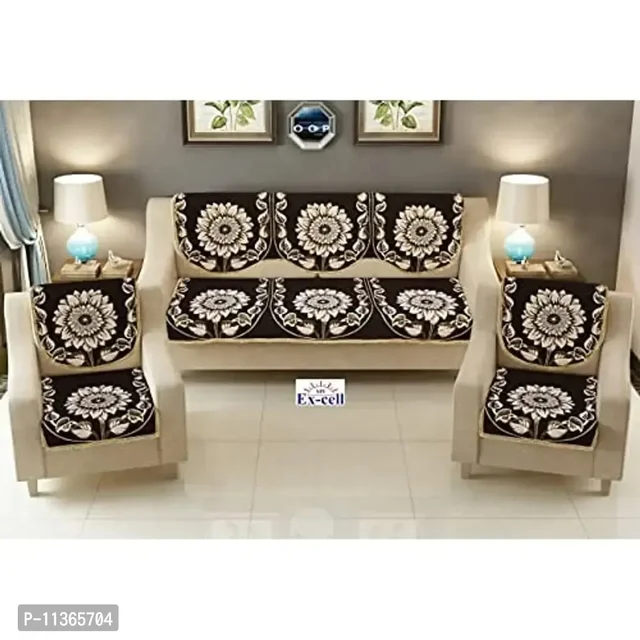 SPIEx-cell Excell Loomtex Velvet Sofa Cover Set | Leaf Patti Design |