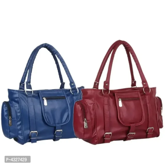 Stylish Artificial Leather Solid Bags & Purses Combo Sets For Women(2 Pieces)