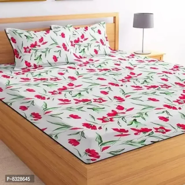 Stylish Fancy Cotton 3D Printed 1 Double Bedsheet Set - 2 Pillowcovers