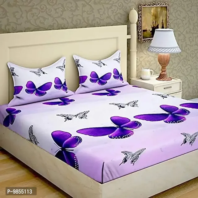 Stylish Fancy Microfiber 5d Printed Queen 1 Bedsheet Set With 2 cPillo