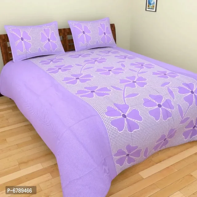 Stylish Fancy Polycotton 3d Printed Multicoloured Double Bedsheet Set