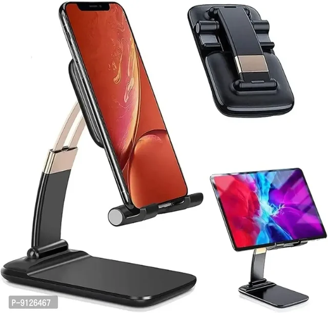 Tabletop K3 Adjustable Foldable Mobile Phone Portable Multi-Angle Desktop Stand Compatible with Mobile Phones/Mini Tablet/Kindle 3-7.5 inches, Black