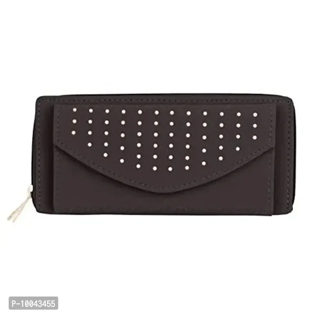 Tap Fashion Women's Gold Beaded Multi Pocket Gliter Clutch/Purse/Wallet (Chocolate Brown)