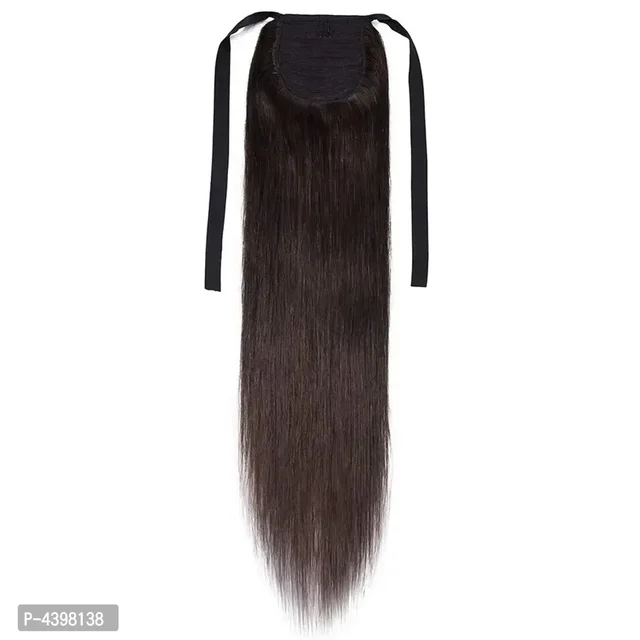 Tie Up Ponytail Human Hair Extensions With Ribbon