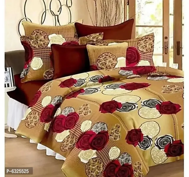 Traditional 3D Printed Cotton Double Bedsheet Set Multipack 1 with 2 P