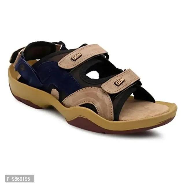 Valin Fox Men's Outdoor Leather Sandals for Boys Beige
