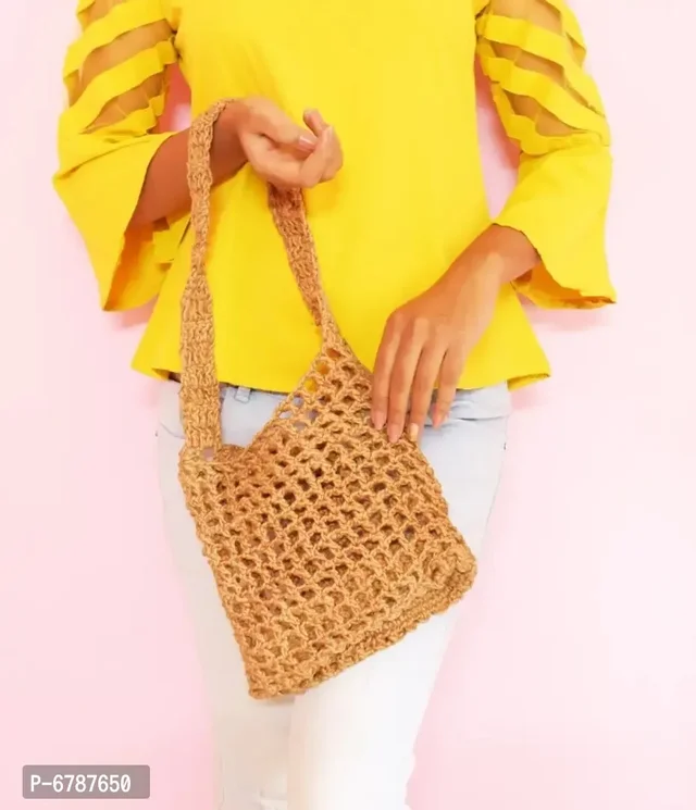 Women Hand Woven Pure Jute Shoulder Bag- Latest Stylish Purse Shoulder Bags For Girls Women - 12