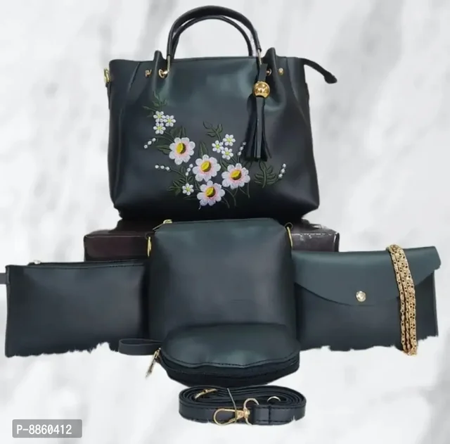 Women Stylish PU Handbag Set of 5