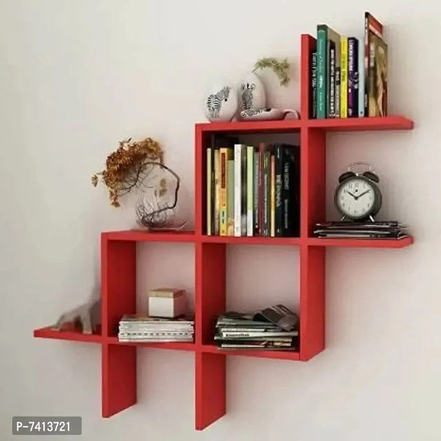 Wood Glossy Wall Mount  NEW PLUS RED Floating Hanging Shelf for Room