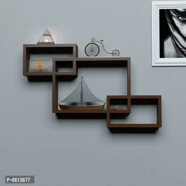 "Wooden Wall Mounted Floating Shelf with 3 Shelves – Display Rack for Living Room, Bedroom, Office