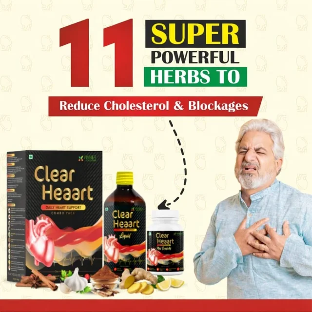 Vinner Healthcare Doctor’s Recommended Clear Heaart Combo Pack | Powerful Ayurvedic Combination For Heart, Liver & Kidney | Reduces Cholesterol, Blockages, Detox Liver & Kidneys, Fatty Liver Support | Improves Metabolism | Anti-Inflammatory & Cardiovascular Support - 90-Day Best Results Pack & Long-Term Benefits
