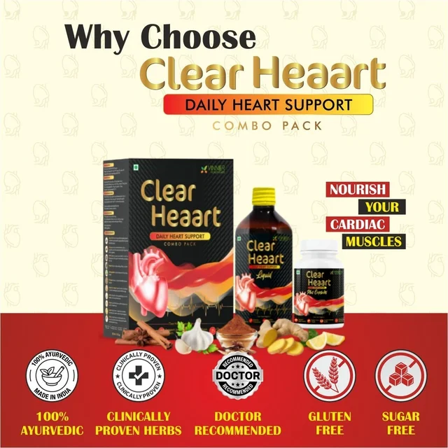 Vinner Healthcare Doctor’s Recommended Clear Heaart Combo Pack | Powerful Ayurvedic Combination For Heart, Liver & Kidney | Reduces Cholesterol, Blockages, Detox Liver & Kidneys, Fatty Liver Support | Improves Metabolism | Anti-Inflammatory & Cardiovascular Support - 90-Day Best Results Pack & Long-Term Benefits