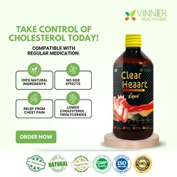Clear Heaart Liquid for Lower Cholesterol Made with Raw, Unfiltered, Unpasteurized Apple Cider Vinegar with Mother, Honey with Fresh juice of Ginger, Garlic, Lemon, No Preservatives No Water added. - 2 Bottle X 450 ML