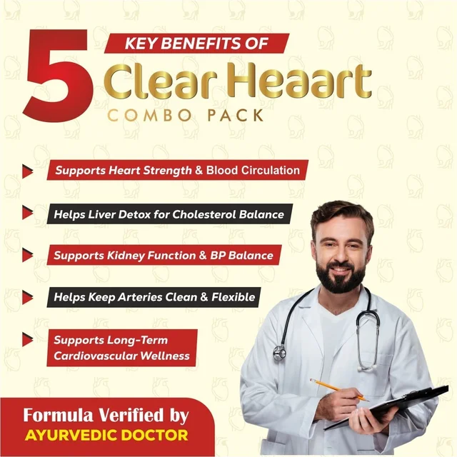 Vinner Healthcare Doctor’s Recommended Clear Heaart Combo Pack | Powerful Ayurvedic Combination For Heart, Liver & Kidney Care | Reduces Cholesterol, Blockages, Detox Liver & Kidneys, Fatty Liver Support | Improves Metabolism | Anti-Inflammatory & Cardiovascular Support. - 45-Day Improvement Pack – Visible Health Support