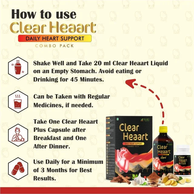 Vinner Healthcare Doctor’s Recommended Clear Heaart Combo Pack | Powerful Ayurvedic Combination For Heart, Liver & Kidney Care | Reduces Cholesterol, Blockages, Detox Liver & Kidneys, Fatty Liver Support | Improves Metabolism | Anti-Inflammatory & Cardiovascular Support. - 45-Day Improvement Pack – Visible Health Support