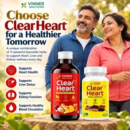 Vinner Healthcare Doctor’s Recommended Clear Heaart Combo Pack | Powerful Ayurvedic Combination For Heart, Liver & Kidney Care | Reduces Cholesterol, Blockages, Detox Liver & Kidneys, Fatty Liver Support | Improves Metabolism | Anti-Inflammatory & Cardiovascular Support. - 45-Day Improvement Pack – Visible Health Support