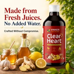 Clear Heart Liquid — Ayurvedic juice for heart wellness. Made with fresh juice of ginger, garlic, lemon, forest honey, and raw Apple Cider Vinegar with Mother. - 2 Bottle X 450 ML