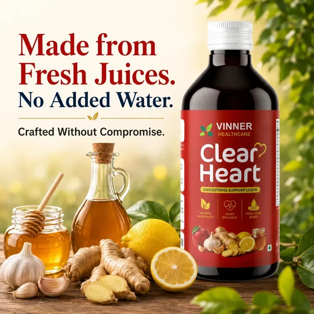 Clear Heart Liquid — Ayurvedic juice for heart wellness. Made with fresh juice of ginger, garlic, lemon, forest honey, and raw Apple Cider Vinegar with Mother. - 2 Bottle X 450 ML