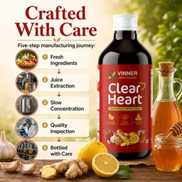 Clear Heart Liquid — Ayurvedic juice for heart wellness. Made with fresh juice of ginger, garlic, lemon, forest honey, and raw Apple Cider Vinegar with Mother. - 1 Bottle X 450 ML