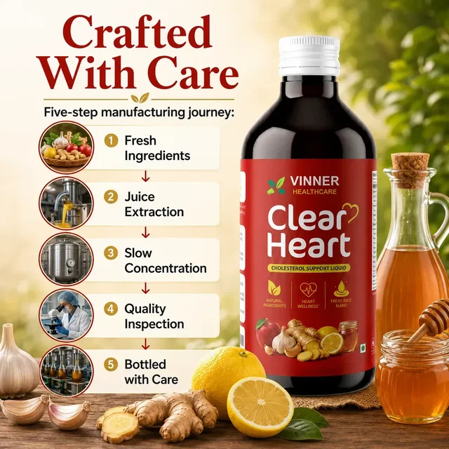 Clear Heart Liquid — Ayurvedic juice for heart wellness. Made with fresh juice of ginger, garlic, lemon, forest honey, and raw Apple Cider Vinegar with Mother. - 2 Bottle X 450 ML