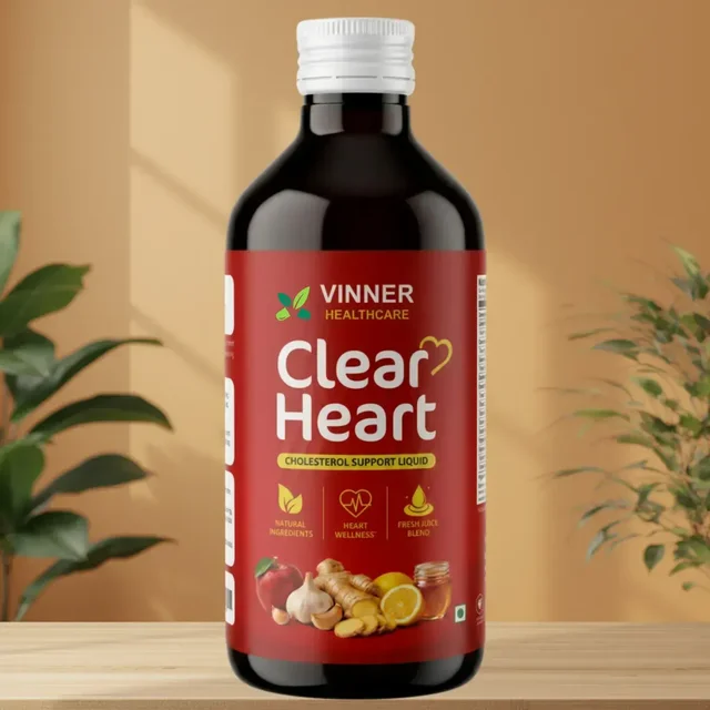 Clear Heart Liquid — Ayurvedic juice for heart wellness. Made with fresh juice of ginger, garlic, lemon, forest honey, and raw Apple Cider Vinegar with Mother. - 1 Bottle X 450 ML