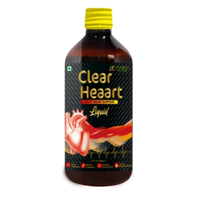 Clear Heaart Liquid for Lower Cholesterol Made with Raw, Unfiltered, Unpasteurized Apple Cider Vinegar with Mother, Honey with Fresh juice of Ginger, Garlic, Lemon, No Preservatives No Water added. - 2 Bottle X 450 ML