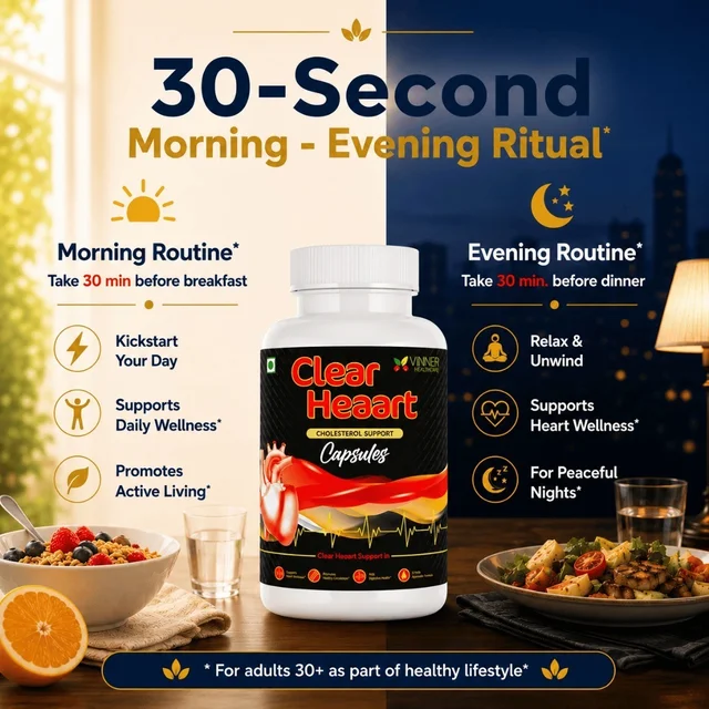 Vinner Healthcare Clear Heaart Cholesterol Support Capsules - Ayurvedic Heart Wellness - 2 Bottles X 45 Capsules