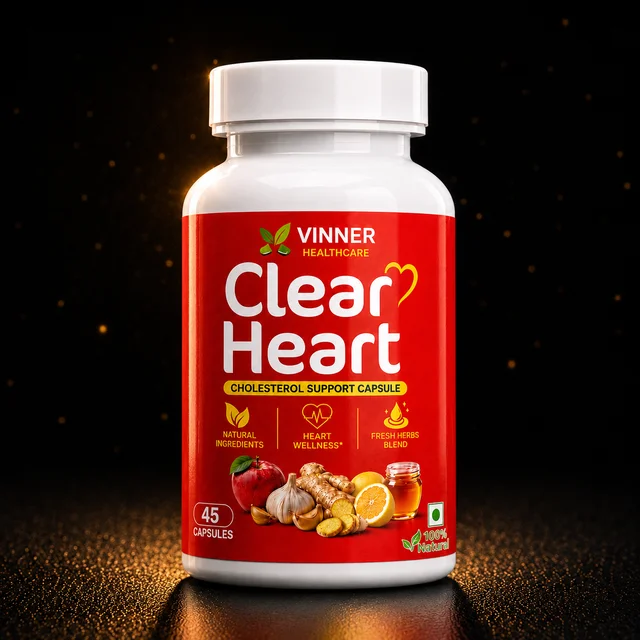 Vinner Healthcare Clear Heart Capsules – Ginger, Garlic, Lemon, Apple Cider Vinegar & Honey - 4 Bottles X 45 Capsules