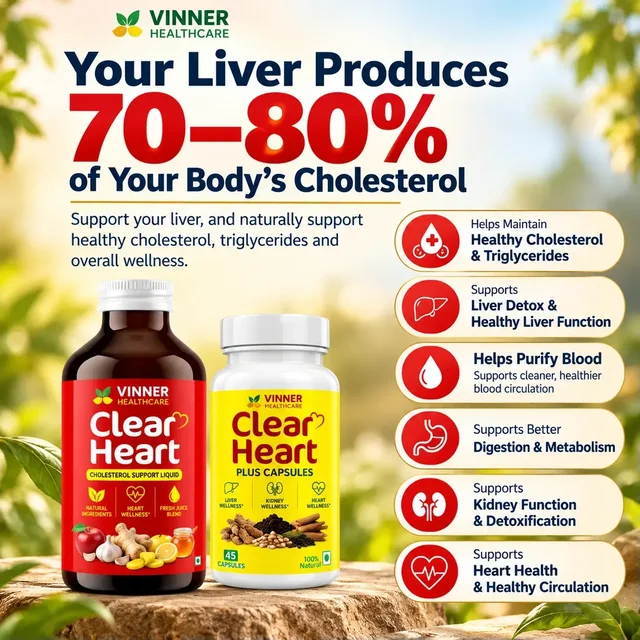 Vinner Healthcare Doctor’s Recommended Clear Heaart Combo Pack | Powerful Ayurvedic Combination For Heart, Liver & Kidney Care | Reduces Cholesterol, Blockages, Detox Liver & Kidneys, Fatty Liver Support | Improves Metabolism | Anti-Inflammatory & Cardiovascular Support. - 45-Day Improvement Pack – Visible Health Support