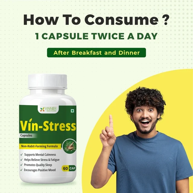 Vin-Stress Capsules – Ayurvedic Calm for Stress, Sleep & Mood Balance - 60-Day Pack