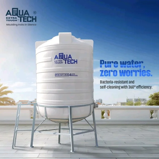 Aquatech Pristine 1000 Litre 4 Layer Water Tank With 2.5 Feet MS Stand - Self Cleaning Over Head Water Tank
