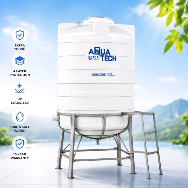 Aquatech Pristine 1000 Litre 4 Layer Water Tank With 2.5 Feet MS Stand - Self Cleaning Over Head Water Tank