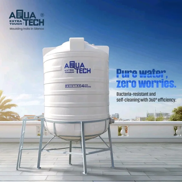 AQUATECH Aquatech Pristine 1000 Litre 4 Layer Water Tank With 4 Feet MS Stand - Self Cleaning Over Head Water Tank