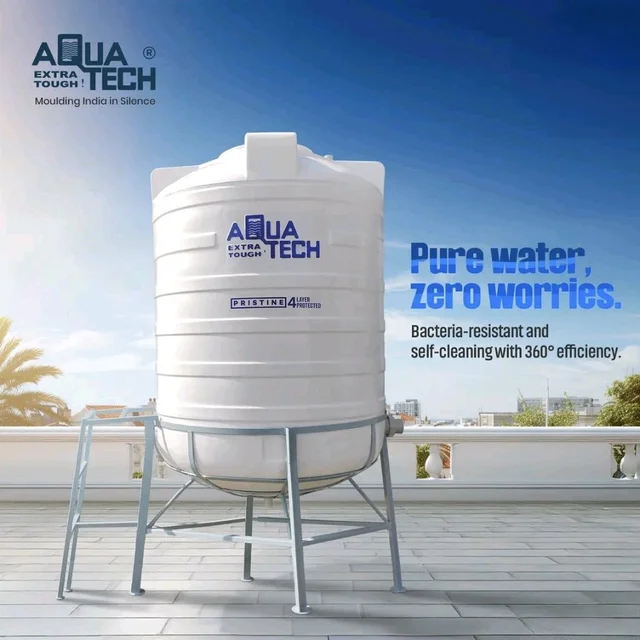 AQUATECH Aquatech Pristine 1000 Litre 4 Layer Water Tank With 6 Feet MS Stand - Self Cleaning Over Head Water Tank