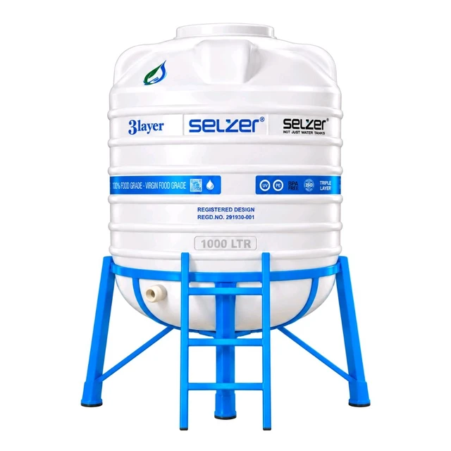 SELZER Selfresh 1000 Ltr 3 Layer Auto Clean Water Tank with 2.5 Feet MS Stand