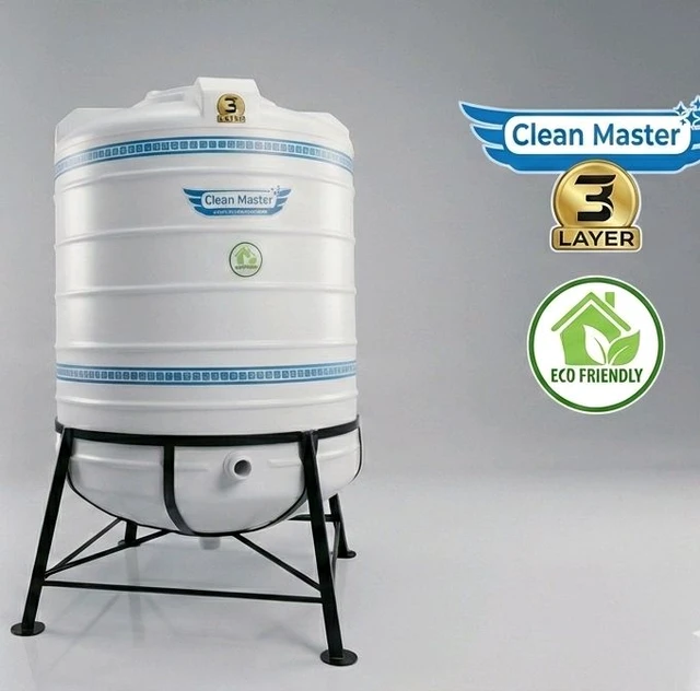 Sagar Clean Master 1000 Ltr 3 Layer Self Cleaning Water Tank With 2 Feet M S Stand