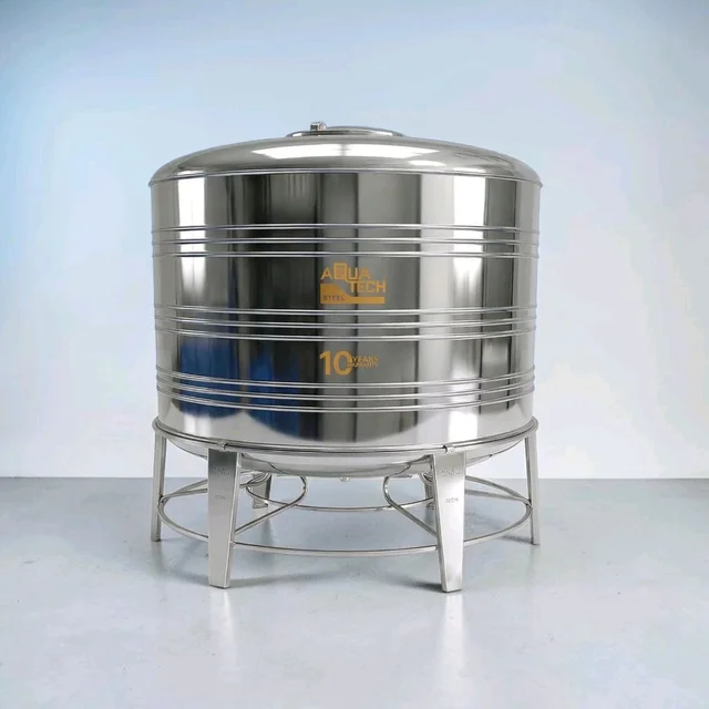 Aquatech 5000 Litre SS 304 Stainless Steel Overhead Water Tank (0.8mm) with Heavy Duty 2mm SS Stand