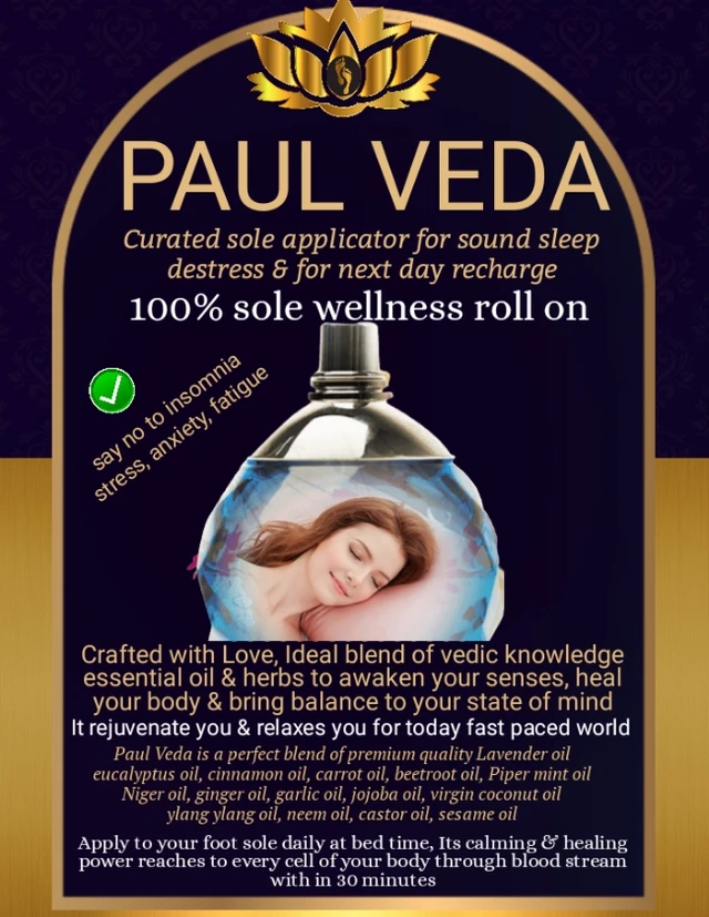PaulVeda:Curated Sole Applicator For Sound Sleep Distress & For Next Day Recharge: 100% Chemical Less Vegan Roll On