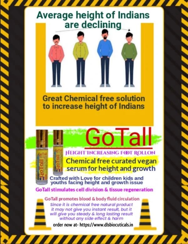 GoTall: Chemical Free Curated Vegan Height Increasing Foot Applicator Roll On