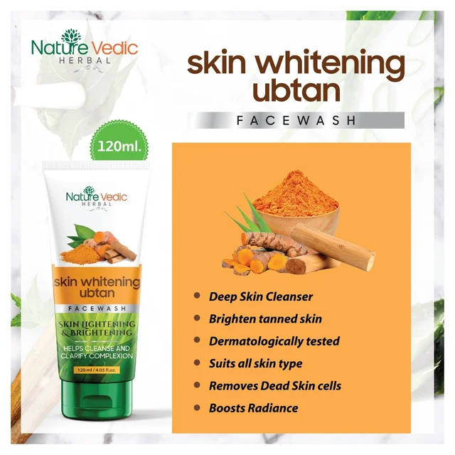 Nature Vedic Skin Whitening Ubtan Face wash For Skin Brightening & Lightening FaceWash - 120 ml