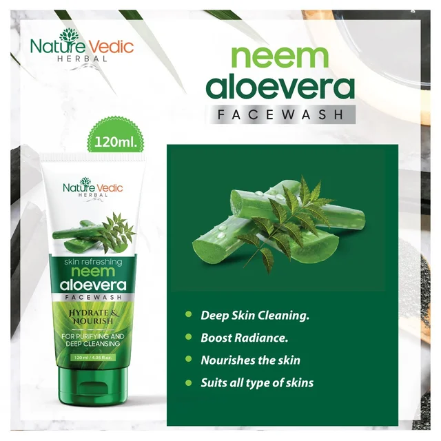 Nature Vedic Neem, Aloe Vera Face wash for Purifying & Deep Cleansing FaceWash - 120 ml