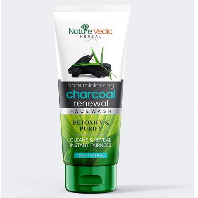 Nature Vedic Charcoal Face wash for Clean & Reveal Instant Fairness (120 ml) Face Wash - 120 ml