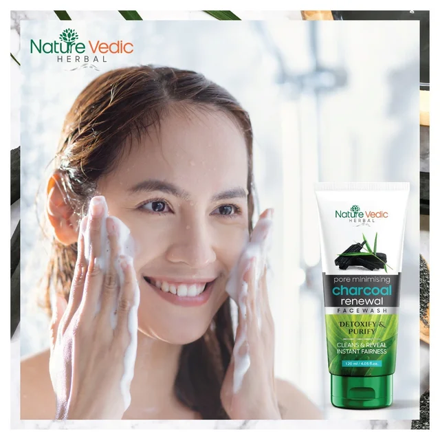Nature Vedic Charcoal Face wash for Clean & Reveal Instant Fairness (120 ml) Face Wash - 120 ml